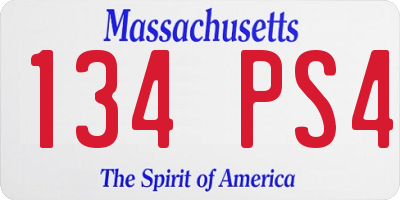 MA license plate 134PS4