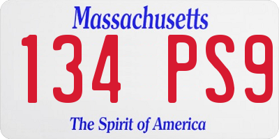 MA license plate 134PS9