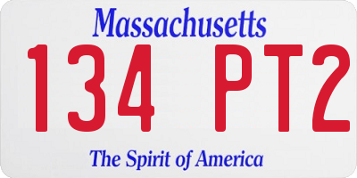MA license plate 134PT2