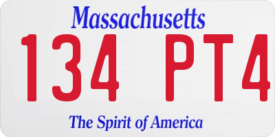 MA license plate 134PT4
