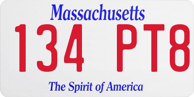 MA license plate 134PT8