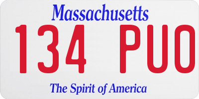 MA license plate 134PU0