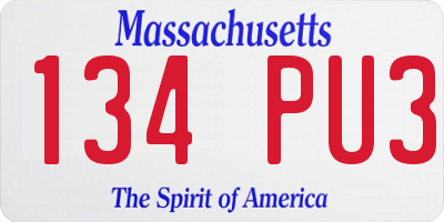 MA license plate 134PU3