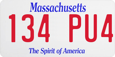 MA license plate 134PU4