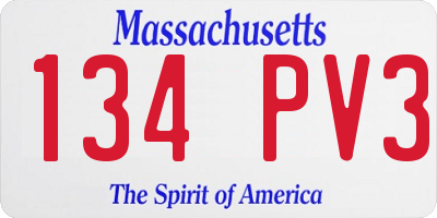 MA license plate 134PV3
