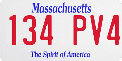 MA license plate 134PV4