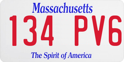MA license plate 134PV6