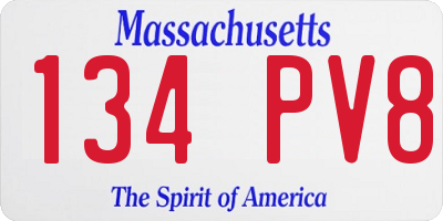 MA license plate 134PV8