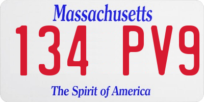 MA license plate 134PV9