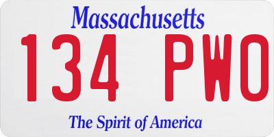 MA license plate 134PW0