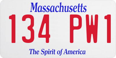 MA license plate 134PW1