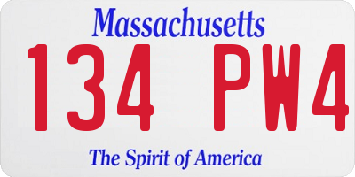 MA license plate 134PW4
