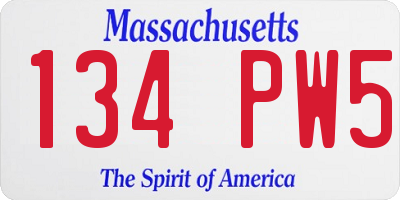 MA license plate 134PW5