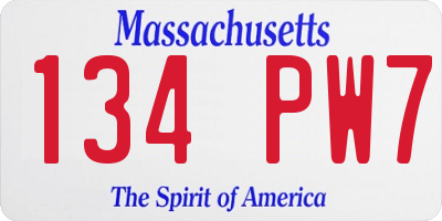 MA license plate 134PW7