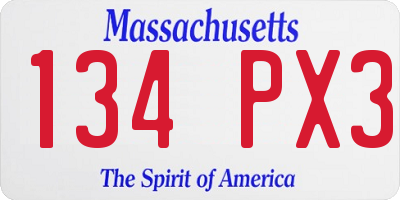 MA license plate 134PX3
