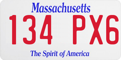MA license plate 134PX6