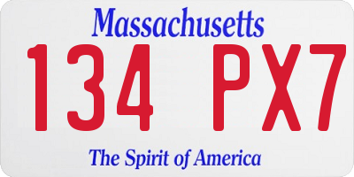 MA license plate 134PX7