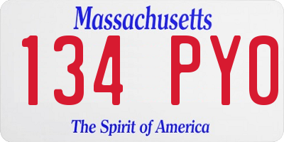 MA license plate 134PY0