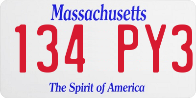 MA license plate 134PY3