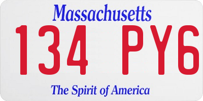 MA license plate 134PY6