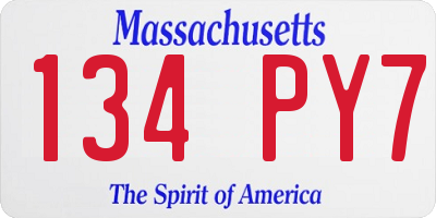 MA license plate 134PY7