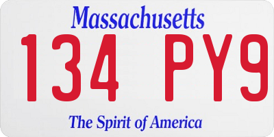 MA license plate 134PY9