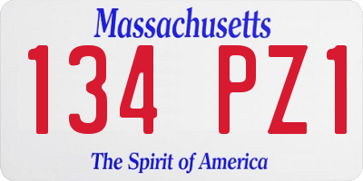 MA license plate 134PZ1
