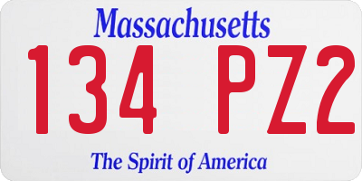 MA license plate 134PZ2