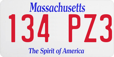 MA license plate 134PZ3
