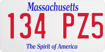 MA license plate 134PZ5