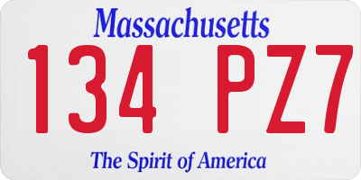 MA license plate 134PZ7