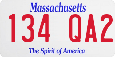 MA license plate 134QA2