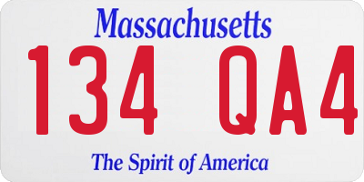 MA license plate 134QA4