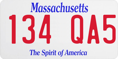 MA license plate 134QA5
