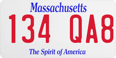 MA license plate 134QA8