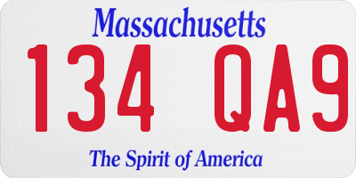 MA license plate 134QA9