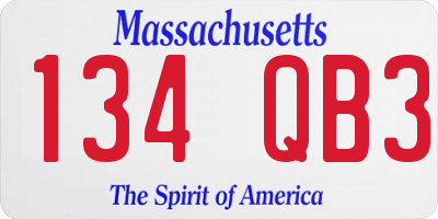 MA license plate 134QB3