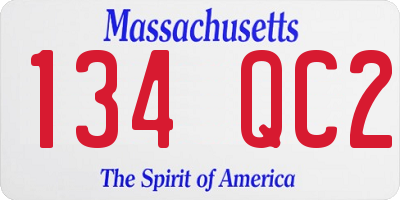 MA license plate 134QC2