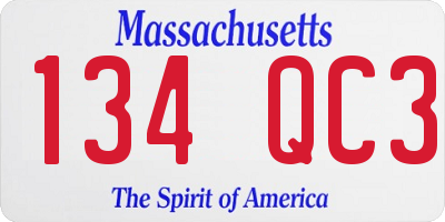 MA license plate 134QC3