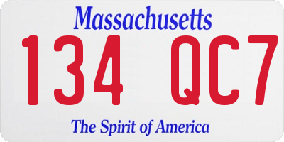 MA license plate 134QC7
