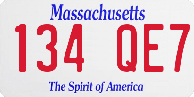 MA license plate 134QE7
