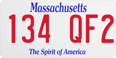 MA license plate 134QF2