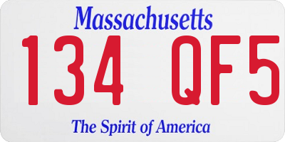 MA license plate 134QF5