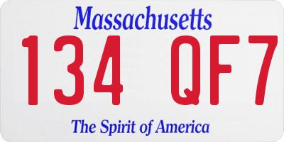 MA license plate 134QF7