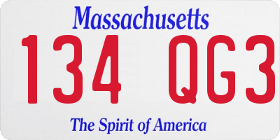 MA license plate 134QG3