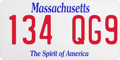 MA license plate 134QG9