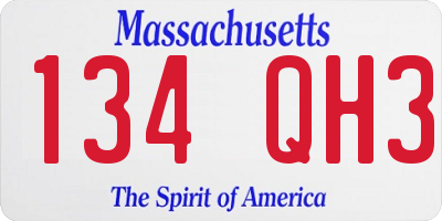 MA license plate 134QH3