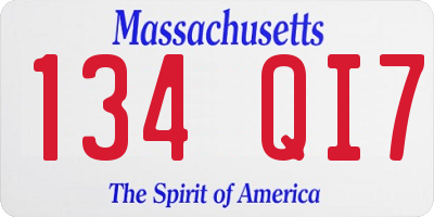 MA license plate 134QI7