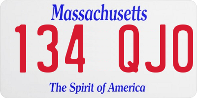 MA license plate 134QJ0