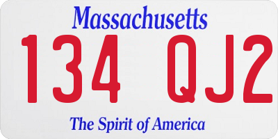 MA license plate 134QJ2